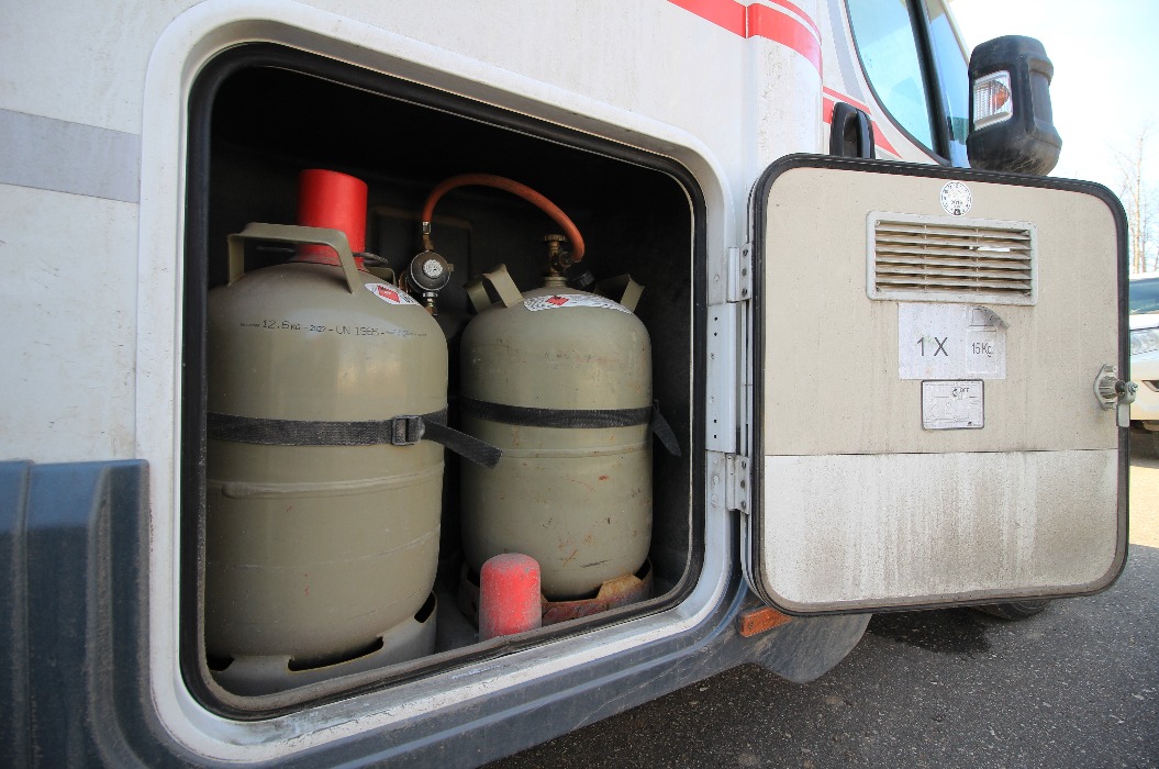 Gasflaschen im Wohnmobil.